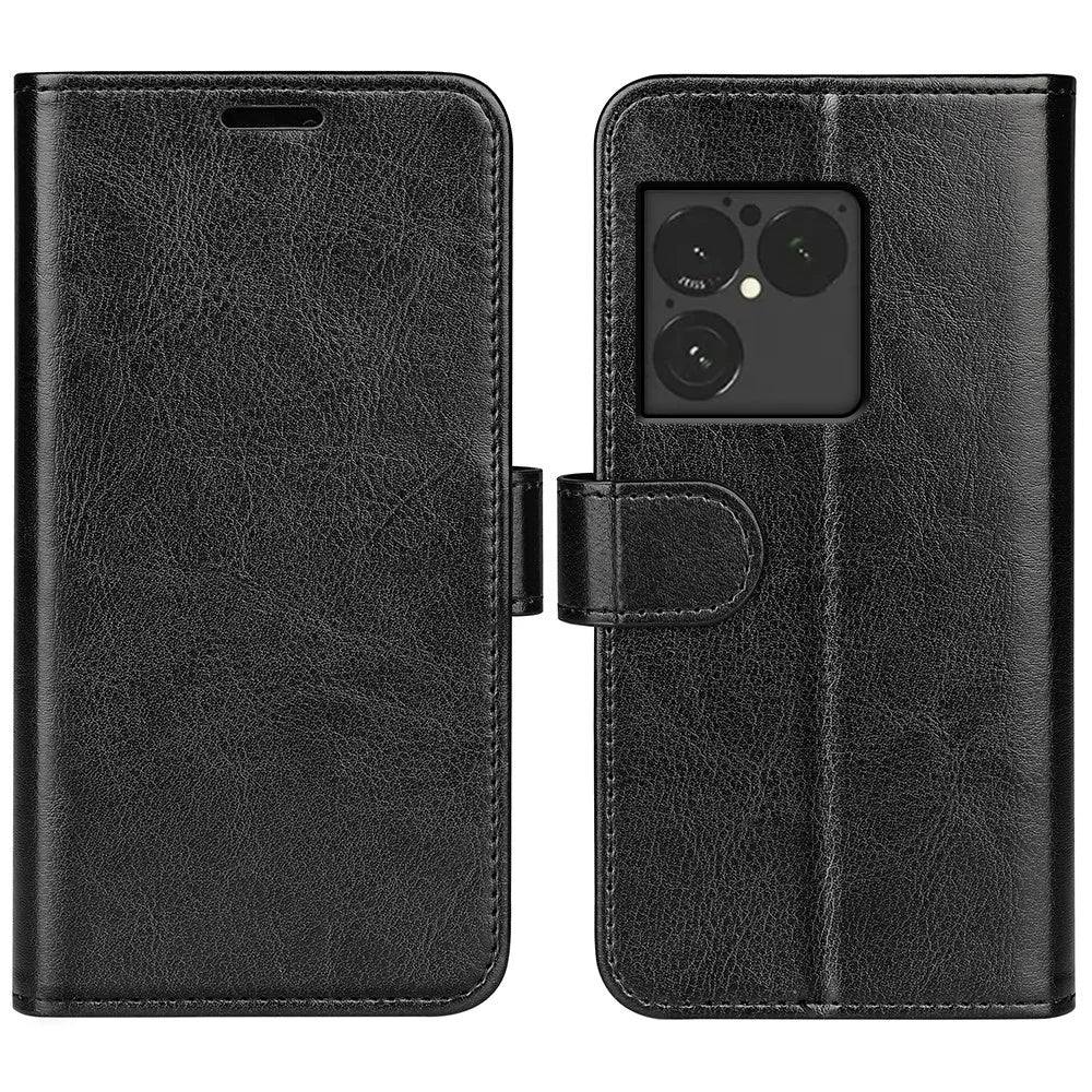 For Sony Xperia 1 VIII Case Crazy Horse Texture Stand Leather Phone Cover - Black - 1