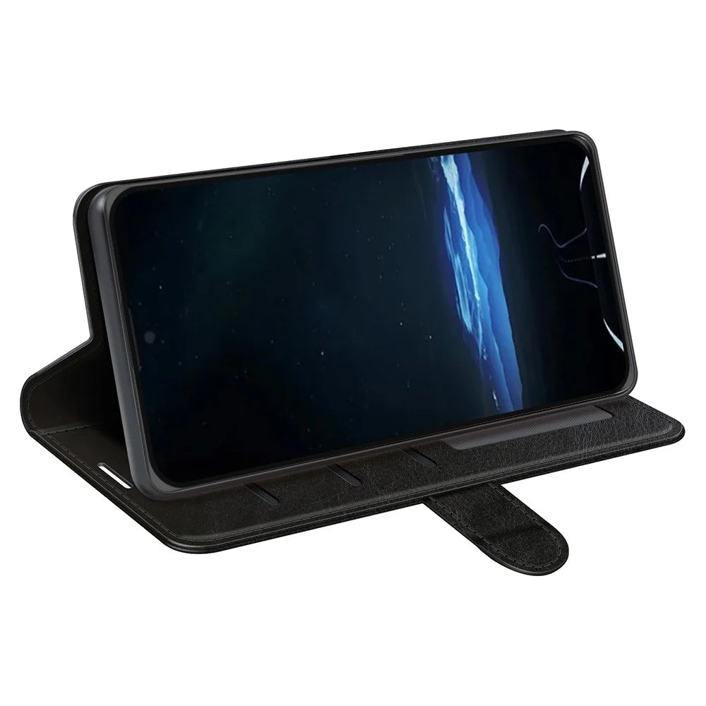 For Sony Xperia 1 VIII Case Crazy Horse Texture Stand Leather Phone Cover - Black - 3