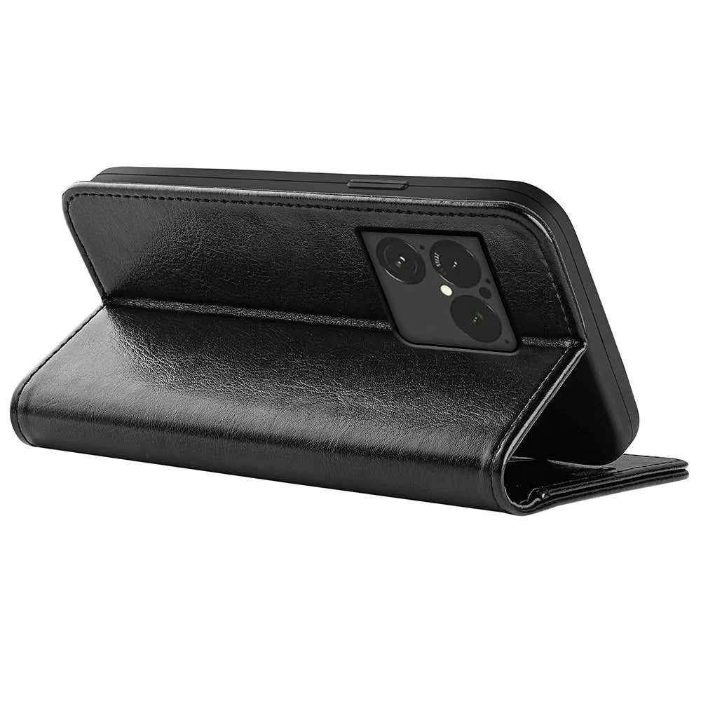 For Sony Xperia 1 VIII Case Crazy Horse Texture Stand Leather Phone Cover - Black - 4