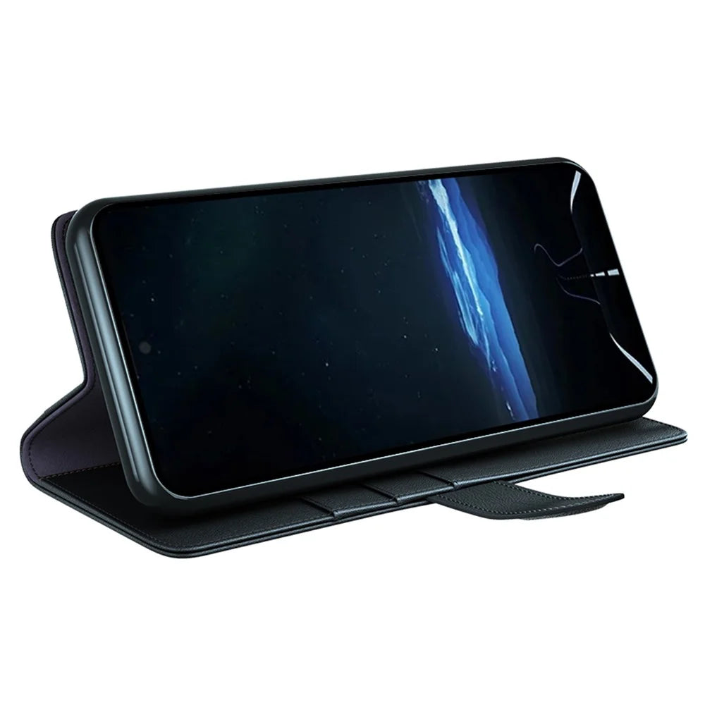 For Sony Xperia 1 VIII Case Genuine Split Leather Phone Cover with Wallet Stand - Black - 3