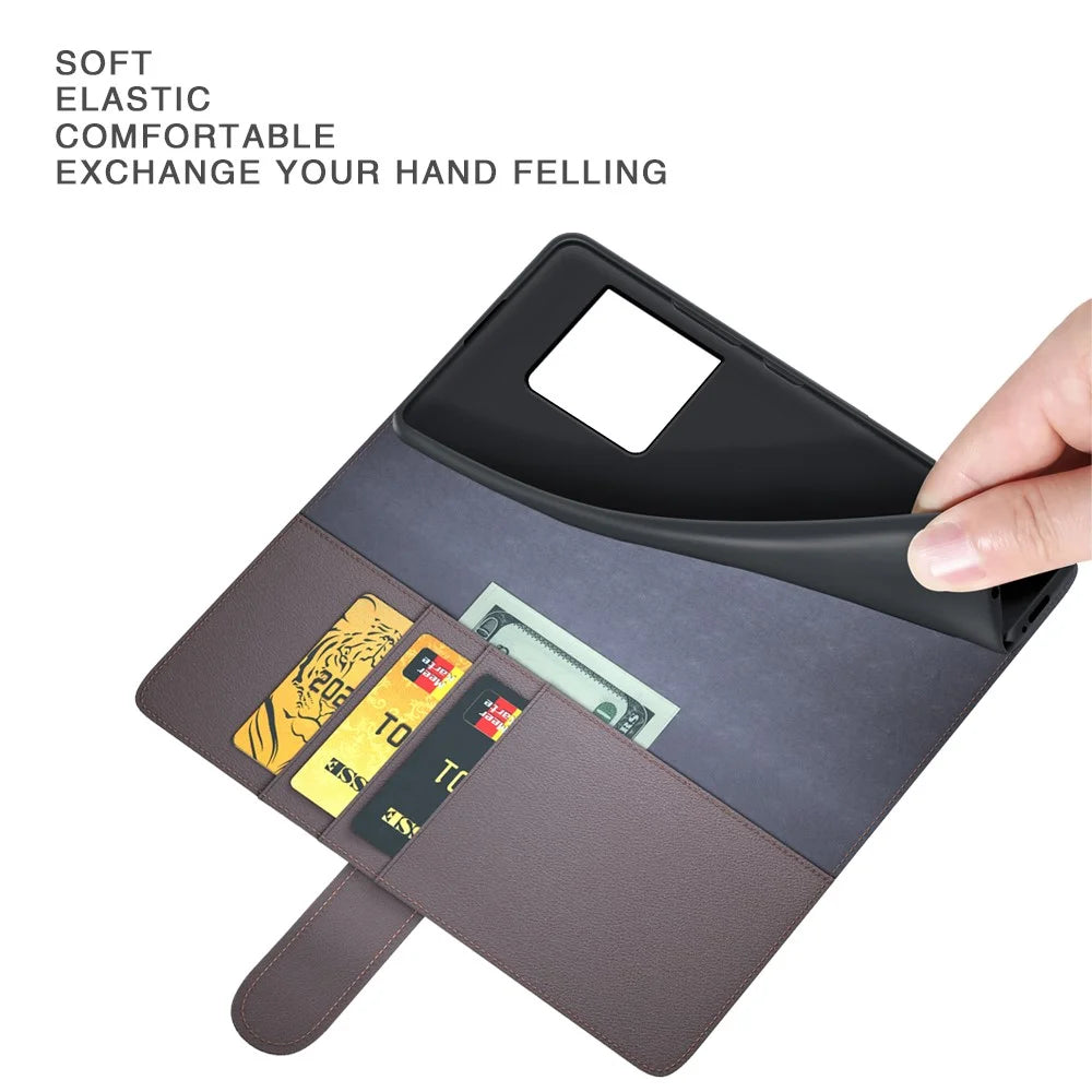 For Sony Xperia 1 VIII Case Genuine Split Leather Phone Cover with Wallet Stand - Black - 4