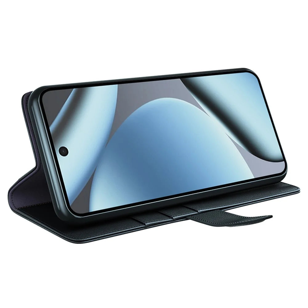 For Google Pixel 11 Case Genuine Split Leather Phone Cover with Wallet Stand - Black - 3