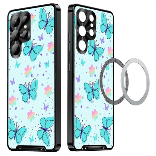 For Samsung Galaxy S26 Ultra Magnetic Case Butterfly Pattern PC+TPU Protective Phone Cover with Lens Film - LK00255-01 - 1