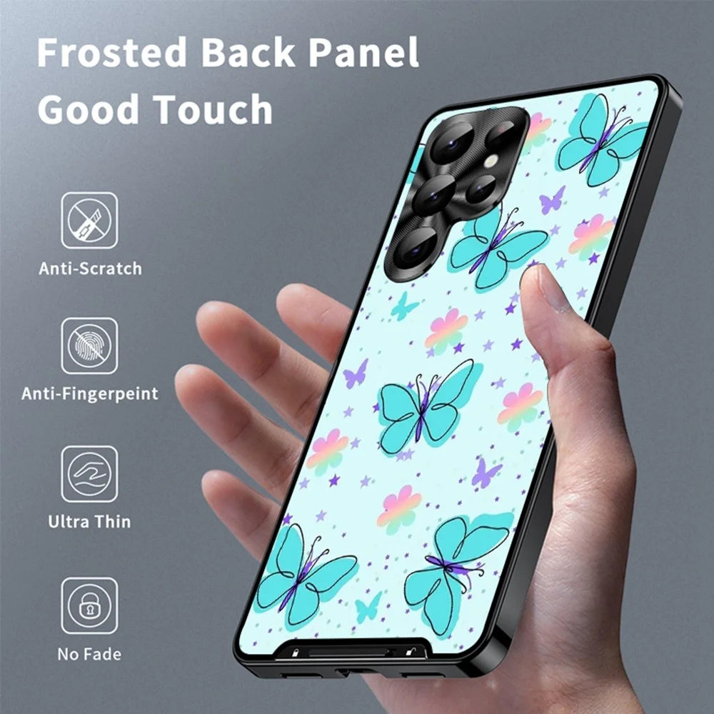 For Samsung Galaxy S24 Ultra Magnetic Case Butterfly Pattern PC+TPU Protective Phone Cover with Lens Film - LK00255-01 - 2