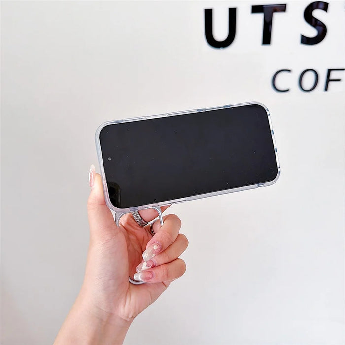 For iPhone 17 Pro Max Magnetic Case Kickstand PC+TPU Brushed Phone Cover with Lens Film - Pink - 3