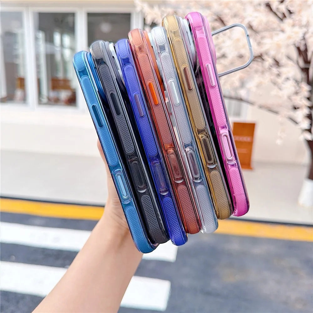 For iPhone 16 Pro Magnetic Case Kickstand PC+TPU Brushed Phone Cover with Lens Film - Black - 5