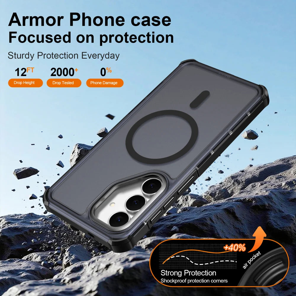 For Samsung Galaxy S25 FE Magnetic Case Electroplated Frame Skin-touch TPU+PC Phone Cover - Black - 5