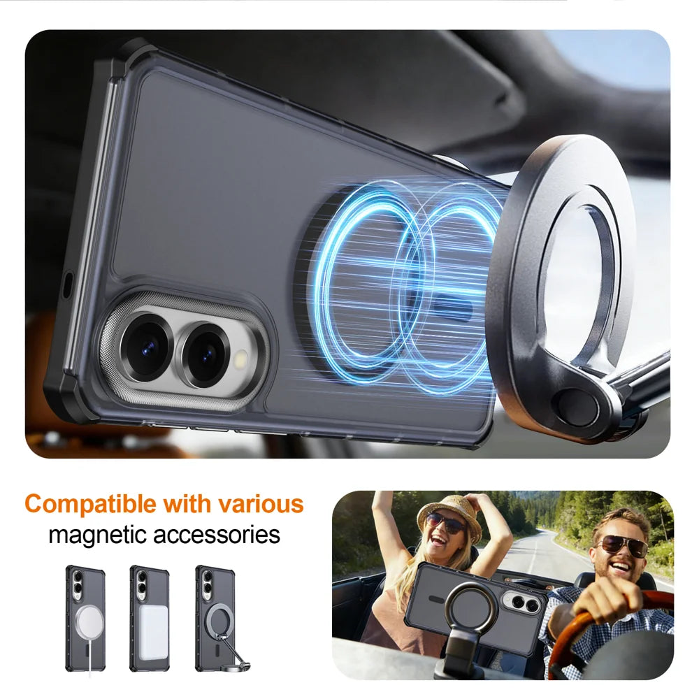 For Samsung Galaxy S25 Edge Magnetic Case Electroplated Frame Skin-touch TPU+PC Phone Cover - Black - 4