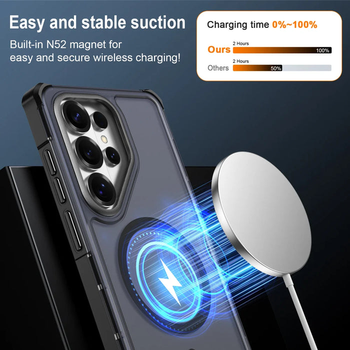 For Samsung Galaxy S26 Ultra Magnetic Case Electroplated Frame Skin-touch TPU+PC Phone Cover - Black - 3