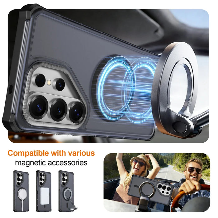 For Samsung Galaxy S26 Ultra Magnetic Case Electroplated Frame Skin-touch TPU+PC Phone Cover - Black - 4
