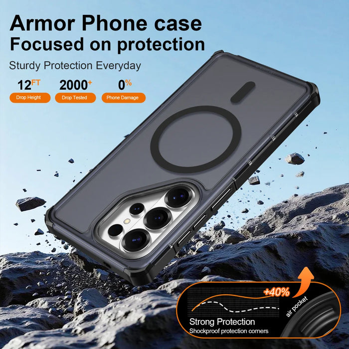 For Samsung Galaxy S26 Ultra Magnetic Case Electroplated Frame Skin-touch TPU+PC Phone Cover - Black - 5