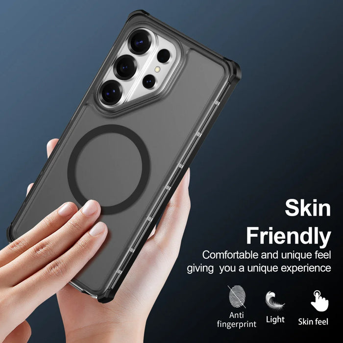 For Samsung Galaxy S26 Ultra Magnetic Case Electroplated Frame Skin-touch TPU+PC Phone Cover - Black - 6