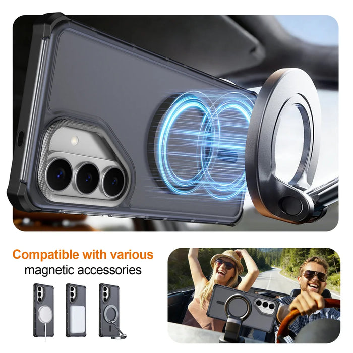 For Samsung Galaxy S26+ Magnetic Case Electroplated Frame Skin-touch TPU+PC Phone Cover - Black - 4