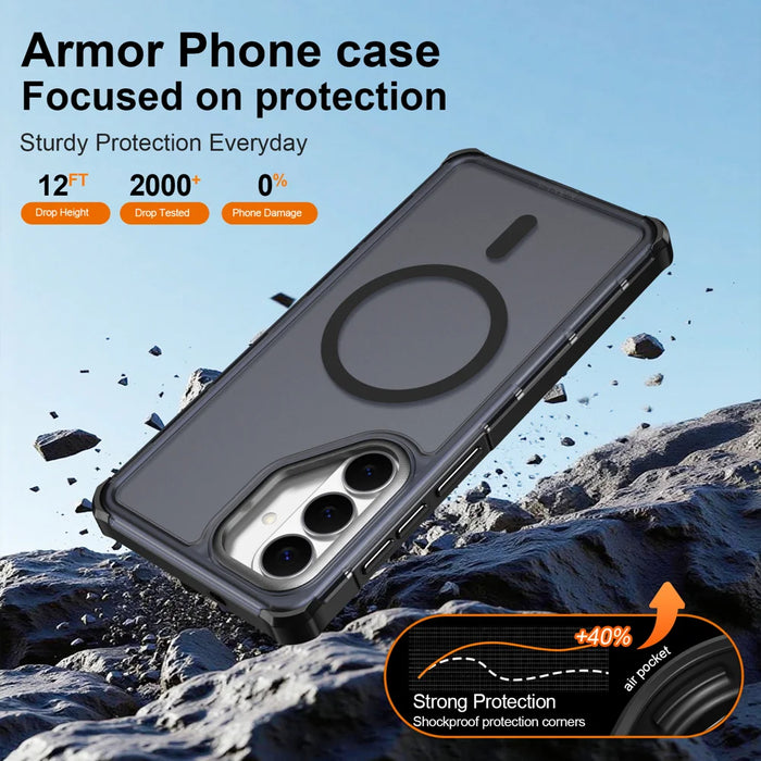 For Samsung Galaxy S26+ Magnetic Case Electroplated Frame Skin-touch TPU+PC Phone Cover - Black - 5