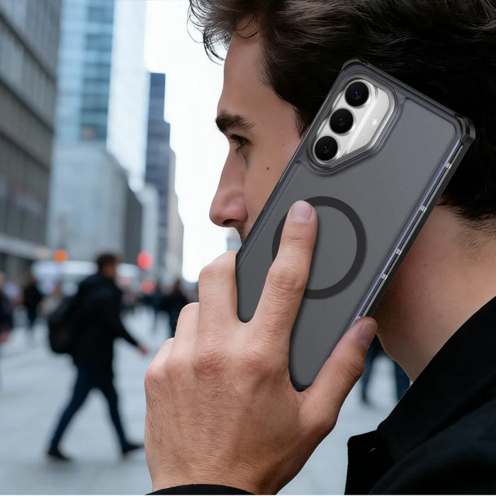 For Samsung Galaxy S26+ Magnetic Case Electroplated Frame Skin-touch TPU+PC Phone Cover - Black - 7
