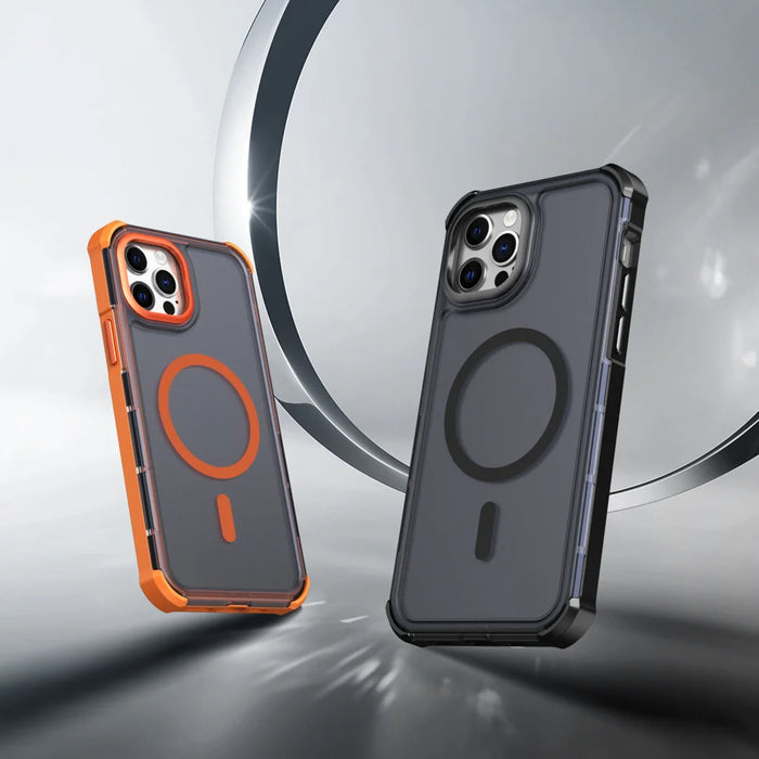 For iPhone 12 Pro / iPhone 12 Magnetic Case Electroplated Frame Skin-touch TPU+PC Phone Cover - Black - 2