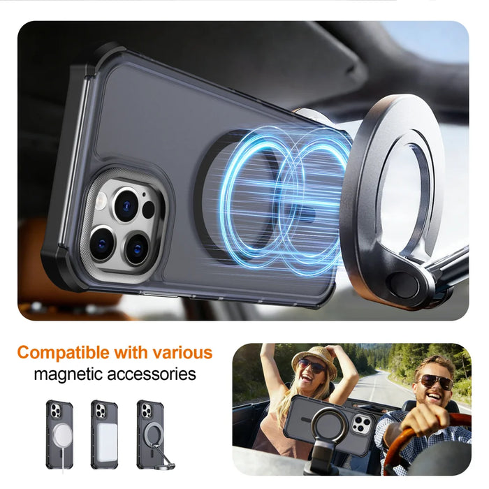 For iPhone 12 Pro / iPhone 12 Magnetic Case Electroplated Frame Skin-touch TPU+PC Phone Cover - Black - 4