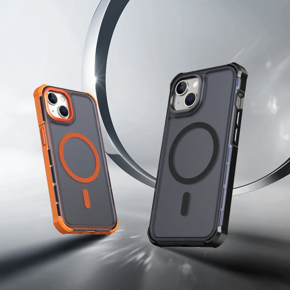 For iPhone 13 / iPhone 14 Magnetic Case Electroplated Frame Skin-touch TPU+PC Phone Cover - Black - 2