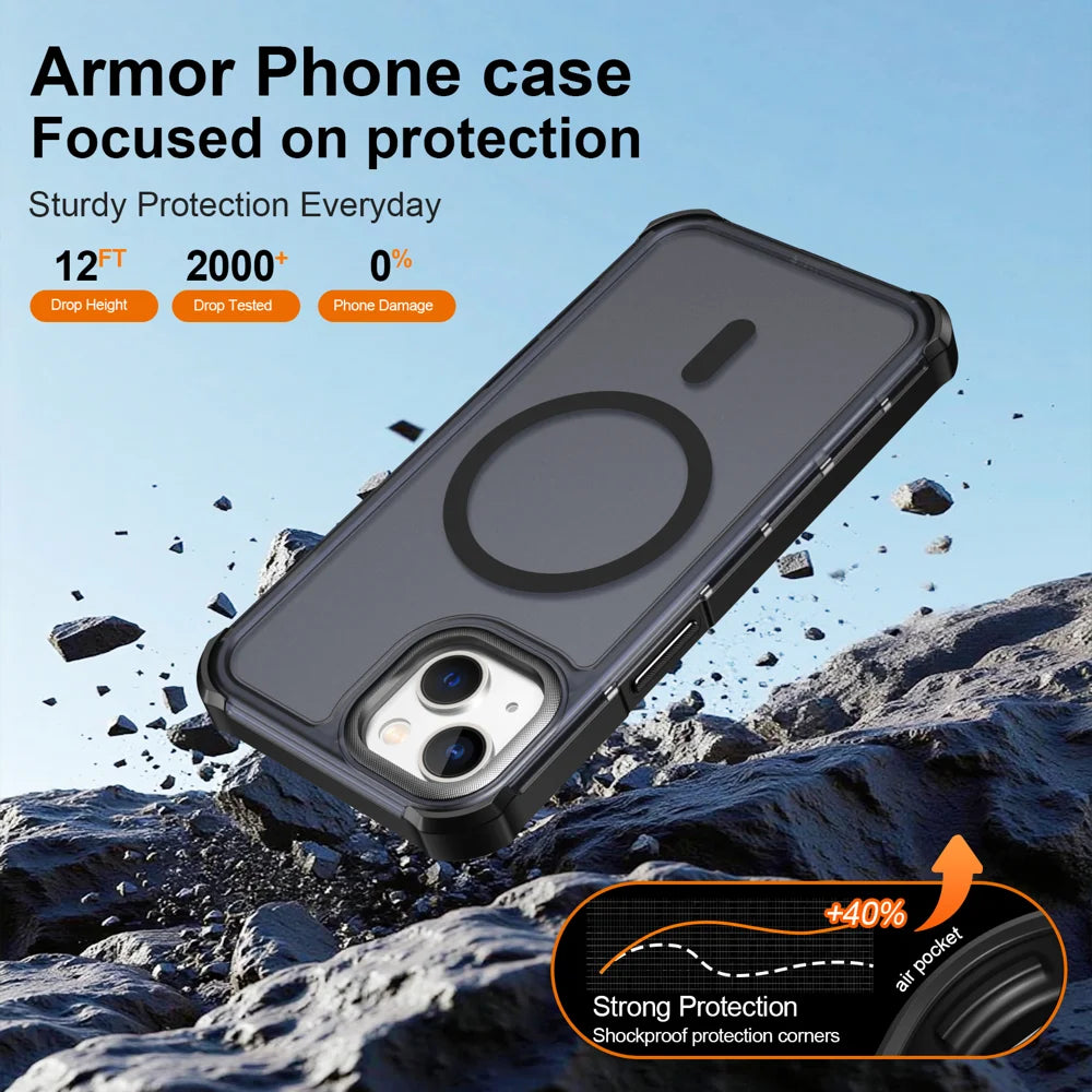 For iPhone 13 / iPhone 14 Magnetic Case Electroplated Frame Skin-touch TPU+PC Phone Cover - Black - 5
