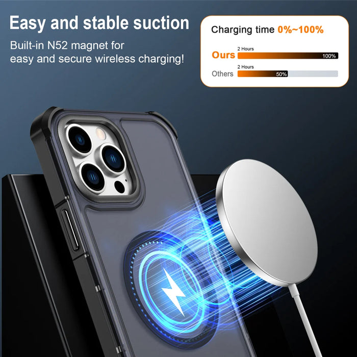 For iPhone 13 Pro Max Magnetic Case Electroplated Frame Skin-touch TPU+PC Phone Cover - Black - 3