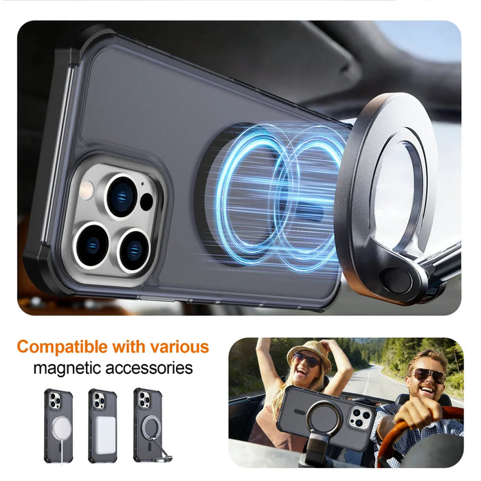 For iPhone 13 Pro Max Magnetic Case Electroplated Frame Skin-touch TPU+PC Phone Cover - Black - 4
