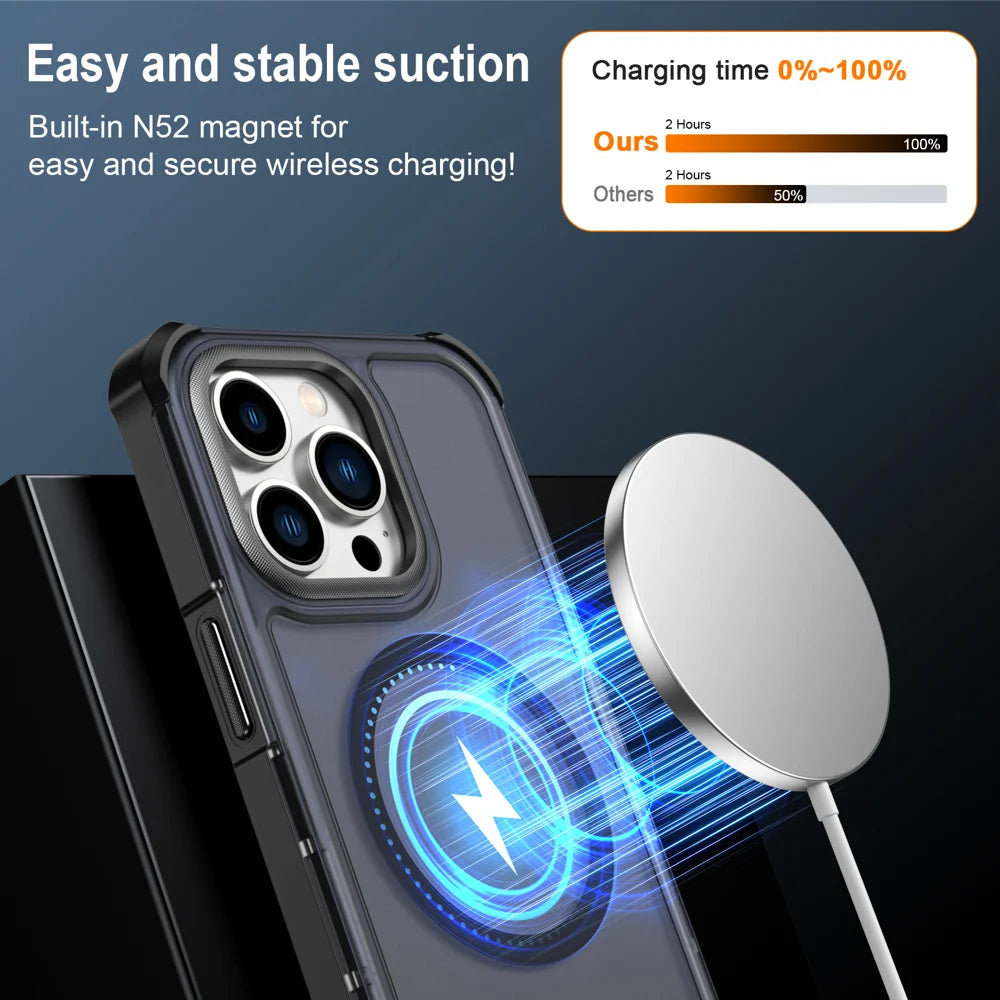 For iPhone 13 Pro Magnetic Case Electroplated Frame Skin-touch TPU+PC Phone Cover - Black - 3