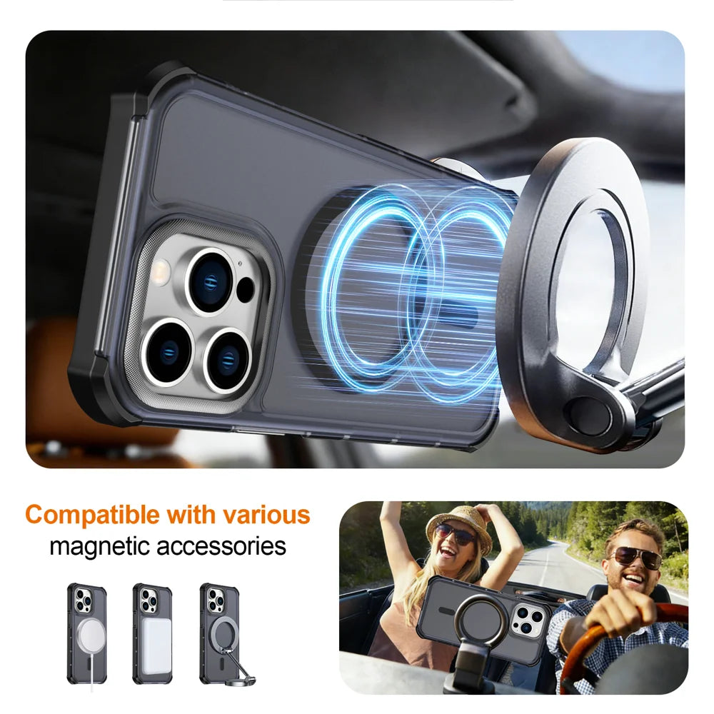 For iPhone 13 Pro Magnetic Case Electroplated Frame Skin-touch TPU+PC Phone Cover - Black - 4
