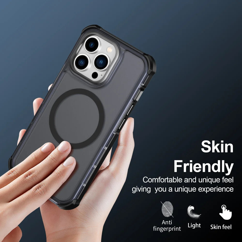 For iPhone 13 Pro Magnetic Case Electroplated Frame Skin-touch TPU+PC Phone Cover - Black - 6
