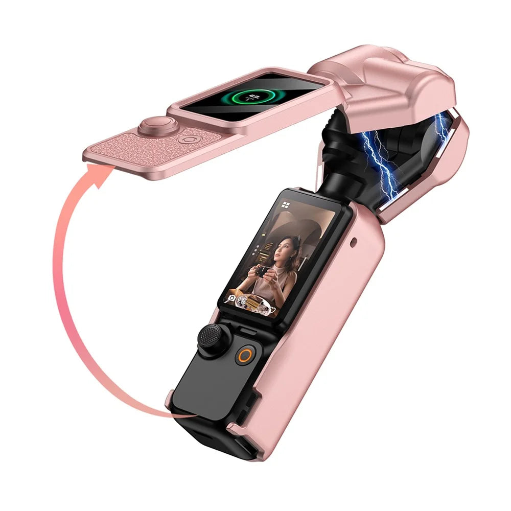 GKK For DJI Osmo Pocket 4 Magnetic Flip-Open Gimbal Protective Cover Handle Guard with Lanyard - Orange - 5