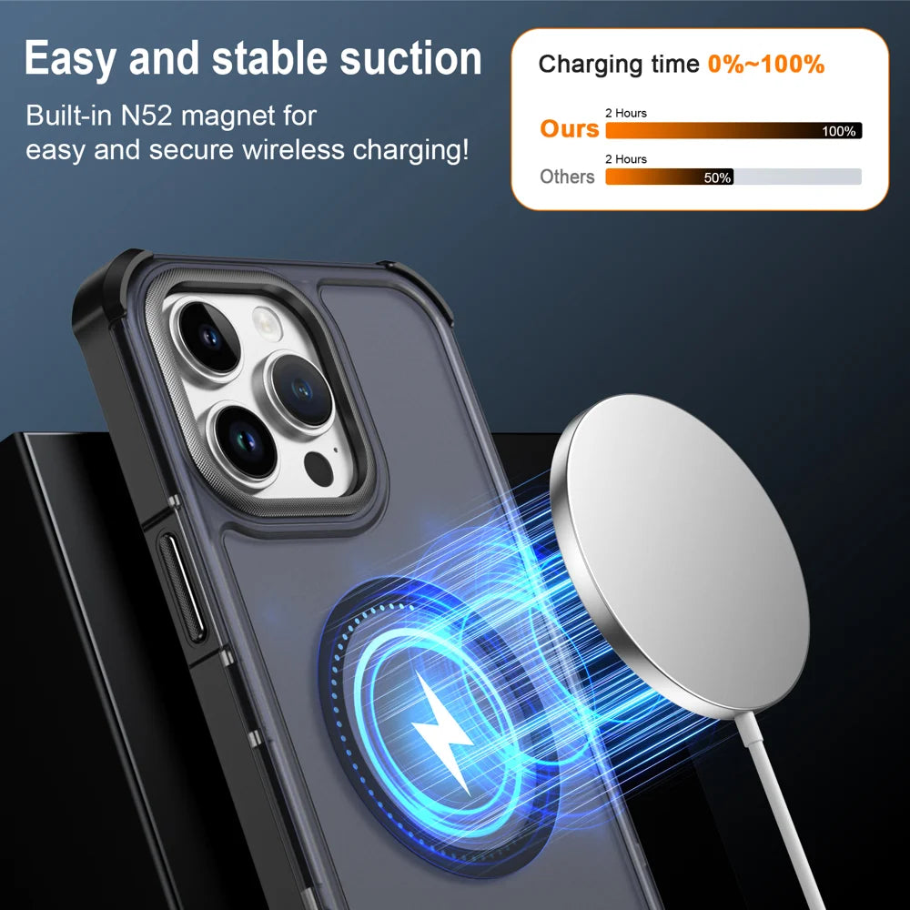 For iPhone 14 Pro Magnetic Case Electroplated Frame Skin-touch TPU+PC Phone Cover - Black - 3