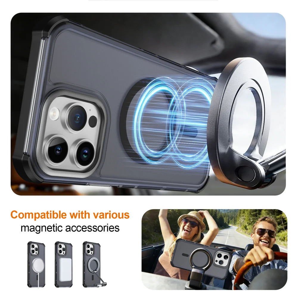 For iPhone 14 Pro Magnetic Case Electroplated Frame Skin-touch TPU+PC Phone Cover - Black - 4