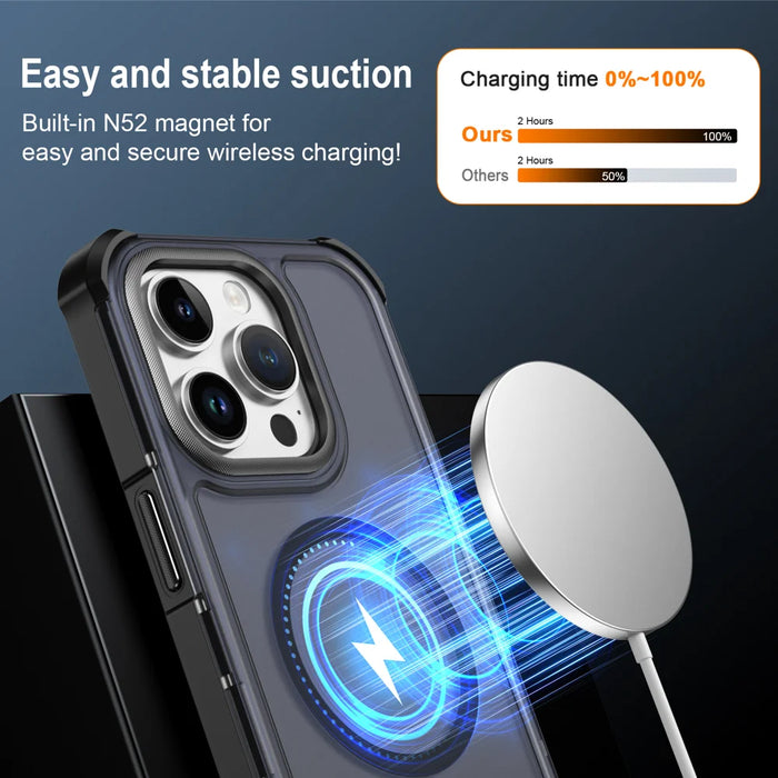 For iPhone 14 Pro Max Magnetic Case Electroplated Frame Skin-touch TPU+PC Phone Cover - Black - 3