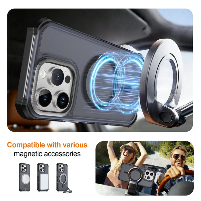 For iPhone 14 Pro Max Magnetic Case Electroplated Frame Skin-touch TPU+PC Phone Cover - Black - 4