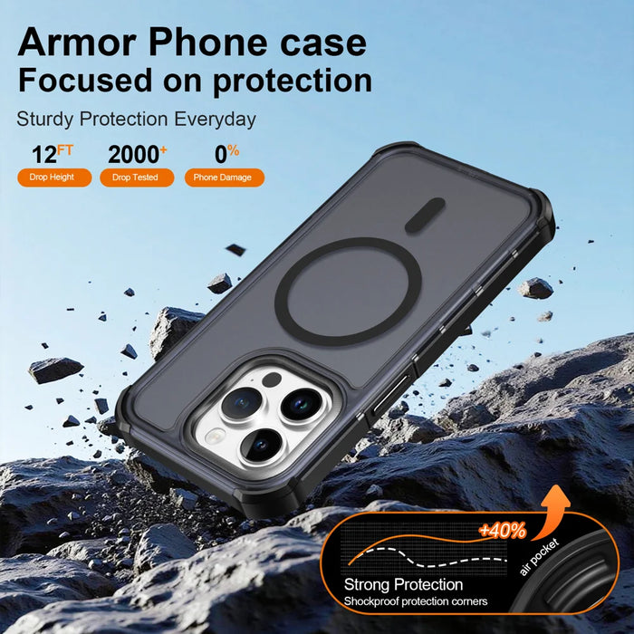 For iPhone 14 Pro Max Magnetic Case Electroplated Frame Skin-touch TPU+PC Phone Cover - Black - 5