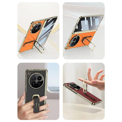 GKK For Oppo Find N6 5G Case with Kickstand  /  Wrist Strap  /  Screen Film PU + PC Phone Cover - Orange - 2