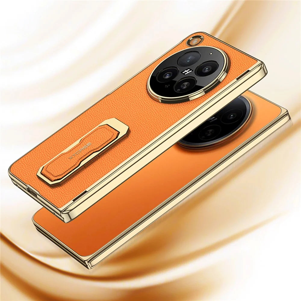 GKK For Oppo Find N6 5G Case with Kickstand  /  Wrist Strap  /  Screen Film PU + PC Phone Cover - Orange - 3