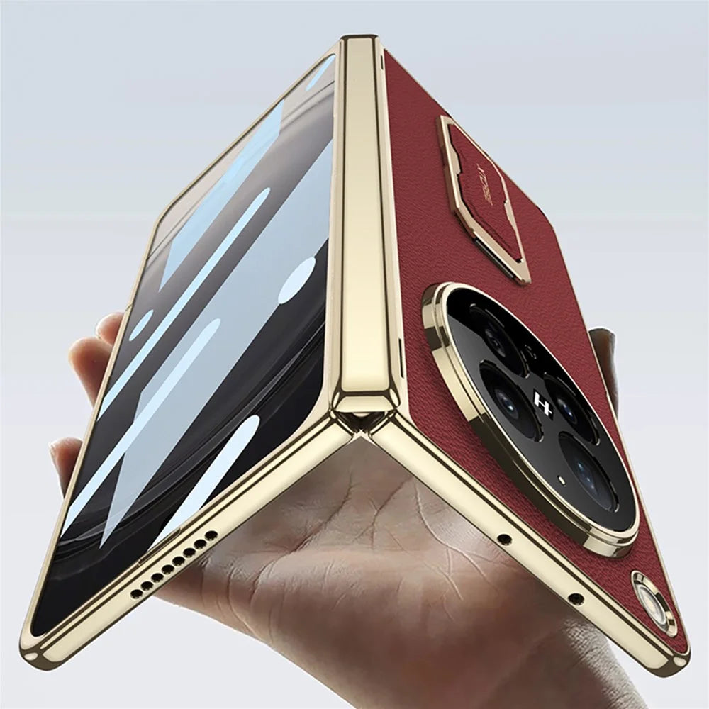 GKK For Oppo Find N6 5G Case with Kickstand  /  Wrist Strap  /  Screen Film PU + PC Phone Cover - Orange - 5