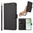 For iPhone 16e / iPhone 17e Case 9 Card Slots PU Leather Flip Wallet Phone Cover with Hand Strap - Black - 4
