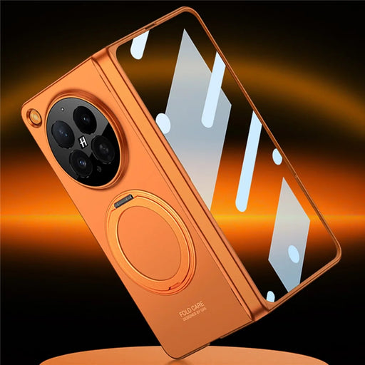 GKK For Oppo Find N6 5G Case Kickstand Magnetic Hinge Protection PC Phone Cover with HD Screen Protector - Orange - 2