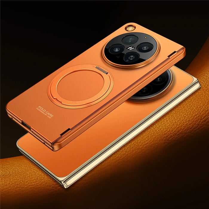 GKK For Oppo Find N6 5G Case Kickstand Magnetic Hinge Protection PC Phone Cover with HD Screen Protector - Orange - 3