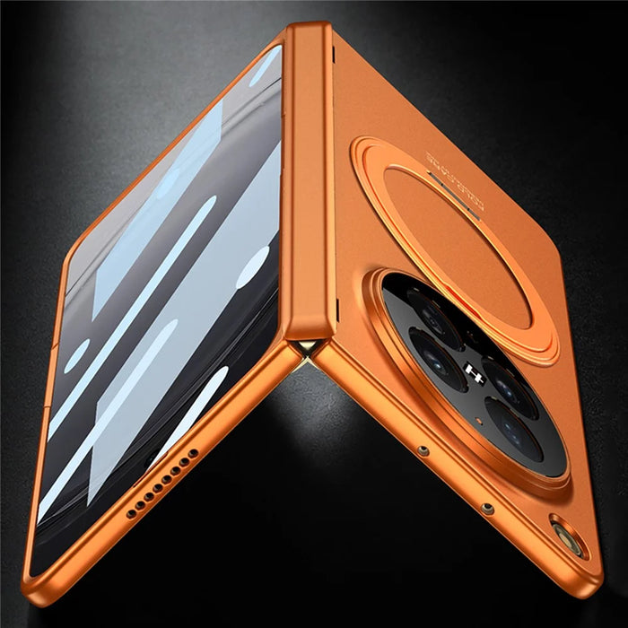 GKK For Oppo Find N6 5G Case Kickstand Magnetic Hinge Protection PC Phone Cover with HD Screen Protector - Orange - 4