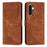For Samsung Galaxy A27 5G Stand Case Imprinted Lines Leather Phone Cover - Brown - 1
