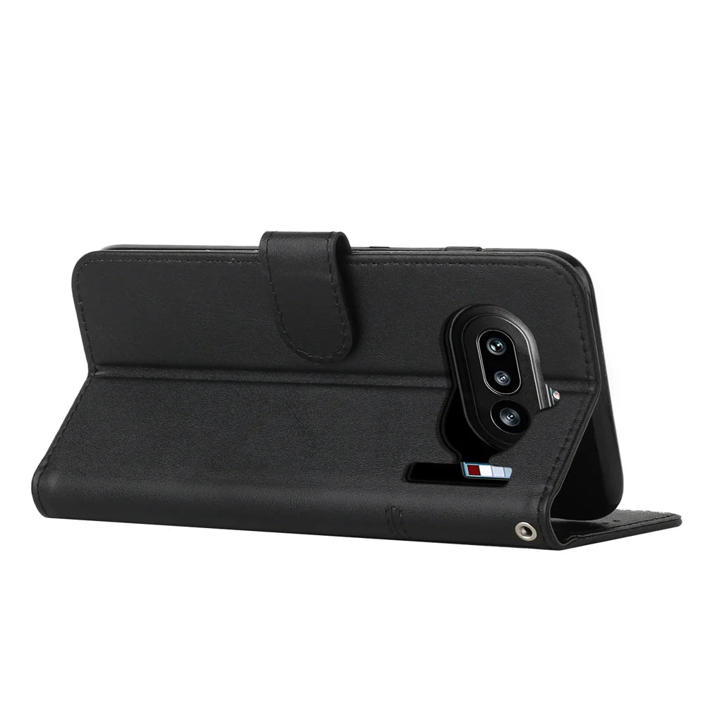 For Nothing Phone (4a) Leather Phone Case  Foldable Stand Wallet Flip Cover with Strap - Black - 2