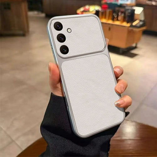 For Samsung Galaxy A27 5G Case PU Leather Texture Shockproof TPU Protective Phone Cover - White - 1
