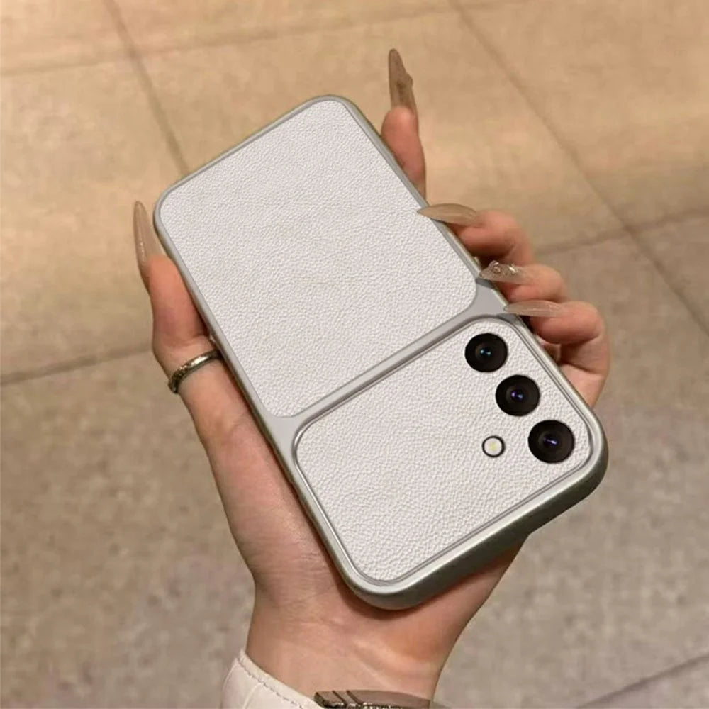 For Samsung Galaxy A27 5G Case PU Leather Texture Shockproof TPU Protective Phone Cover - White - 2