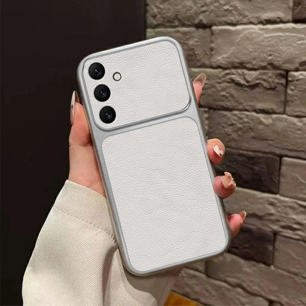 For Samsung Galaxy A27 5G Case PU Leather Texture Shockproof TPU Protective Phone Cover - White - 3