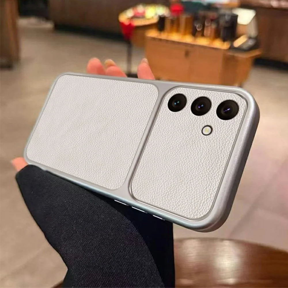 For Samsung Galaxy A27 5G Case PU Leather Texture Shockproof TPU Protective Phone Cover - White - 4
