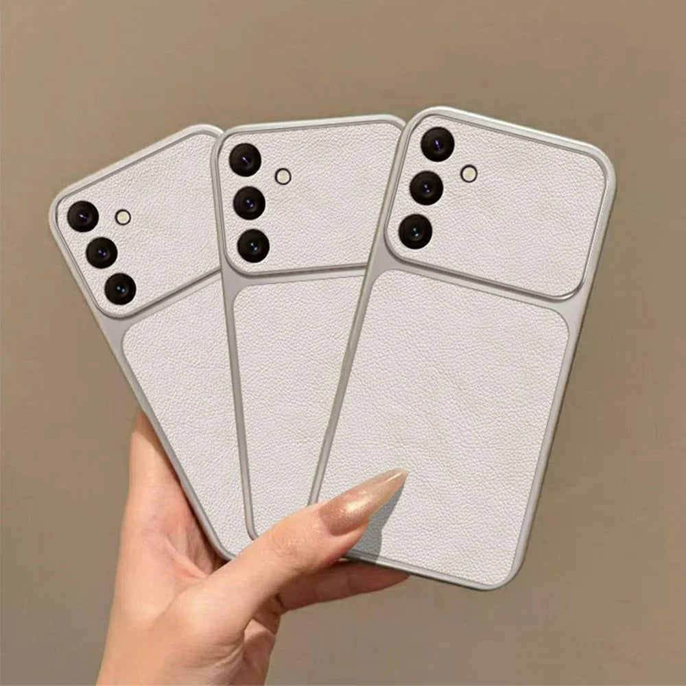For Samsung Galaxy A27 5G Case PU Leather Texture Shockproof TPU Protective Phone Cover - White - 6