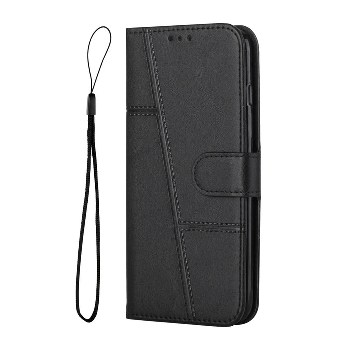 For Nothing Phone (4a) Pro Leather Phone Case  Foldable Stand Wallet Flip Cover with Strap - Black - 3
