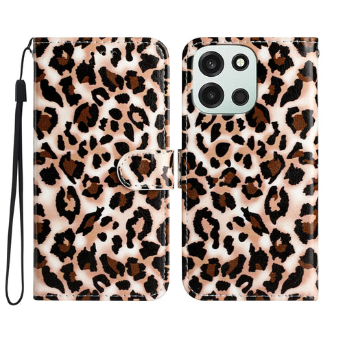 For OnePlus Nord 6 5G / Turbo 6V 5G / Turbo 6 5G  Wallet Case  Printed Pattern PU Leather Stand Phone Cover with Strap - Leopard Print - 1